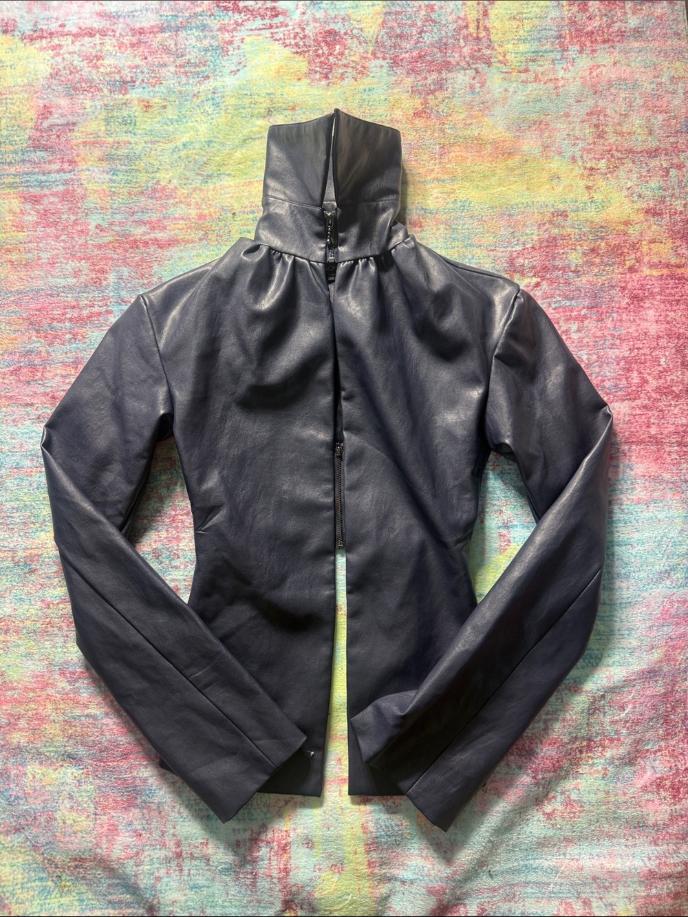 Fashion Nova Black High-Neck Leather Jacket